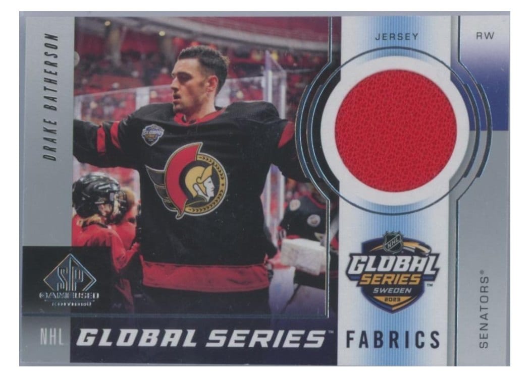2024-25 SP Game Used 2023 Global Series Sweden Fabrics Drake Batherson #GSF-DB card