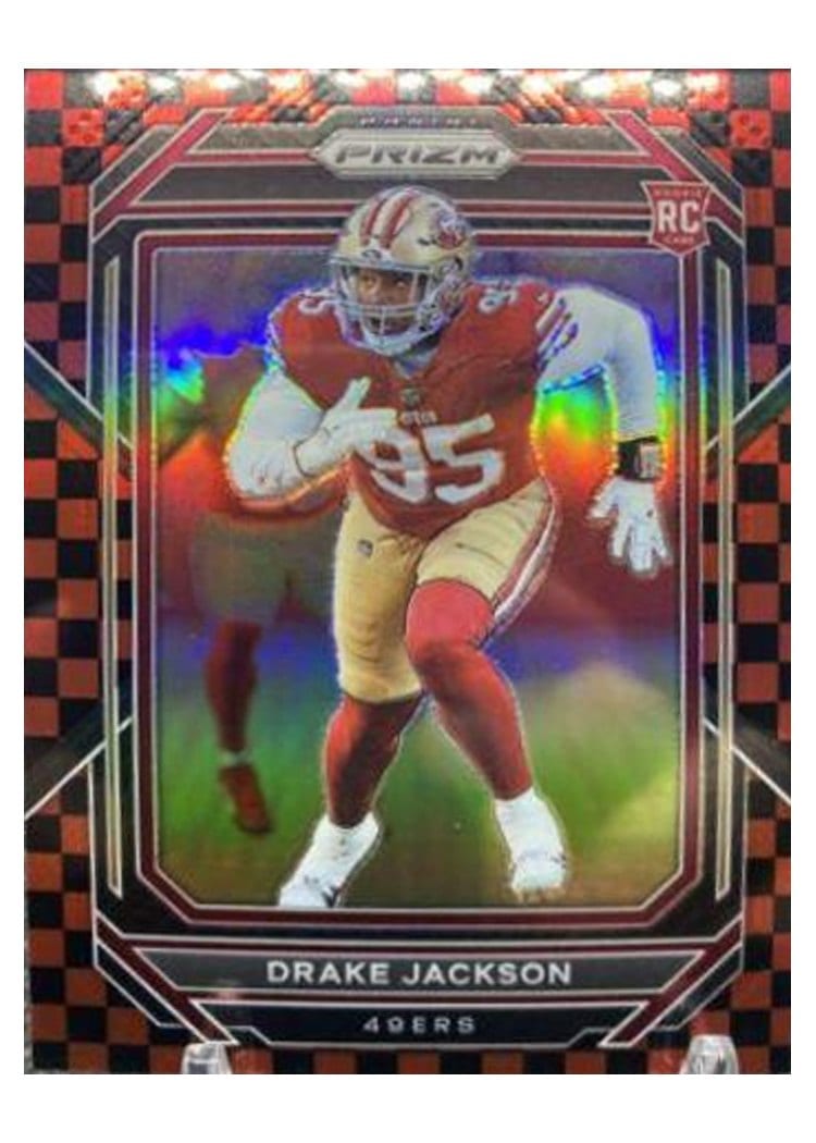 2022 Panini Prizm Base Set Drake Jackson Black Red Checker #396 card