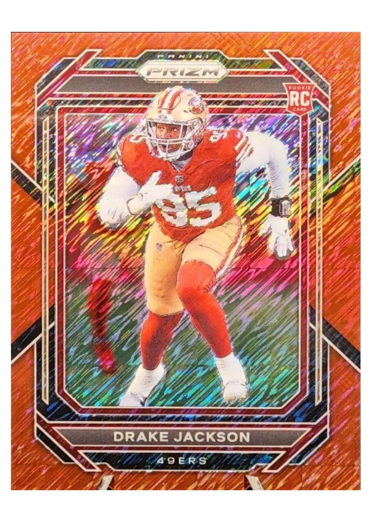 2022 Panini Prizm Base Set Drake Jackson Red Shimmer #396 card