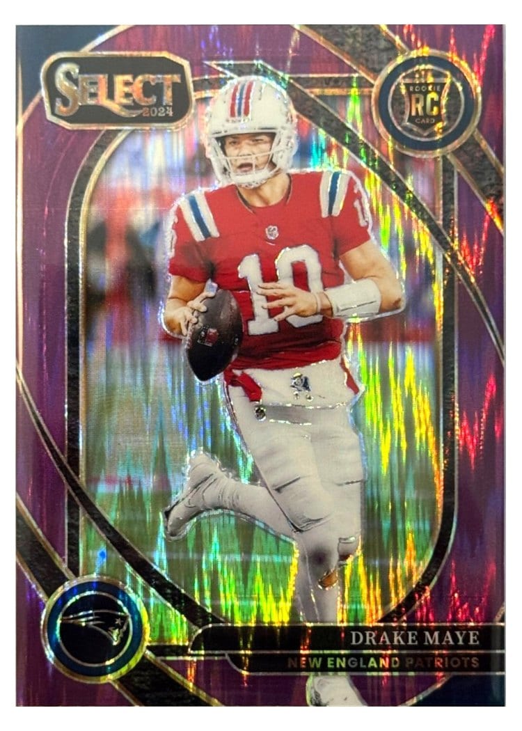 2024 Panini Select Drake Maye Purple Prizm Shock #218 card