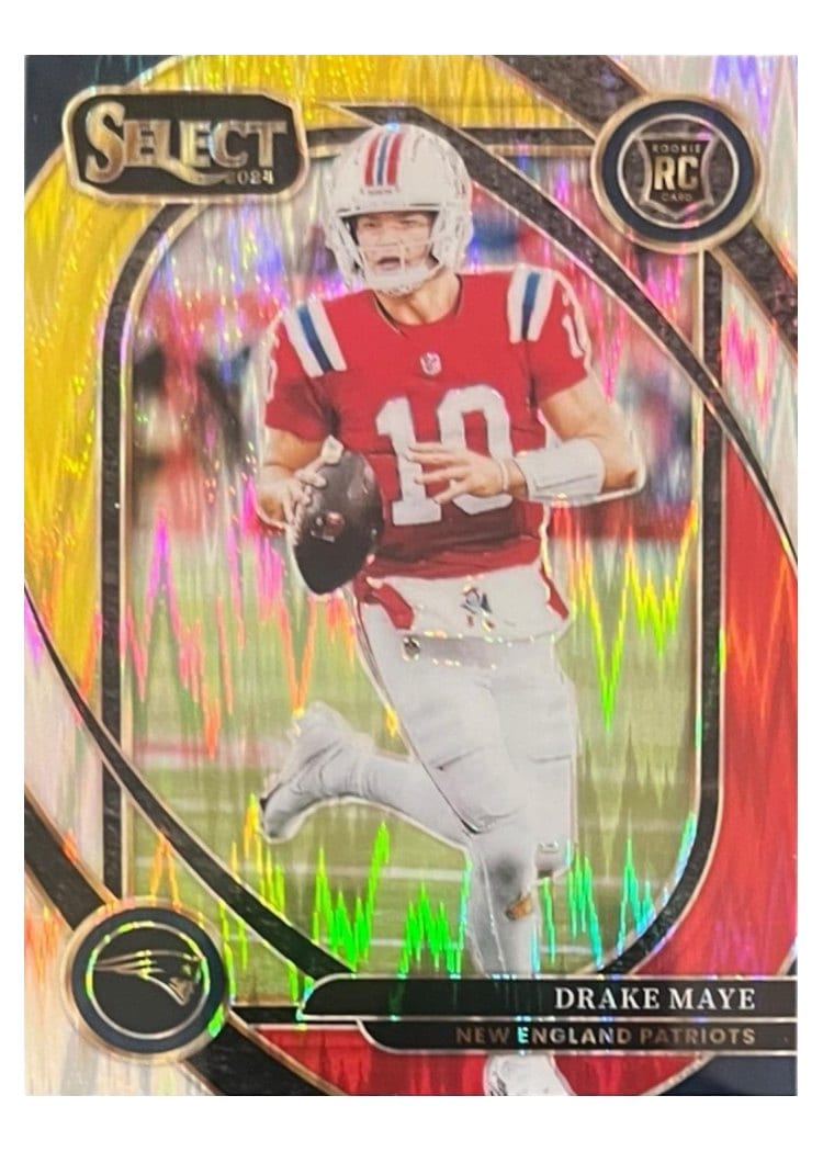 2024 Panini Select Drake Maye Gold Prizm Shock #218 card