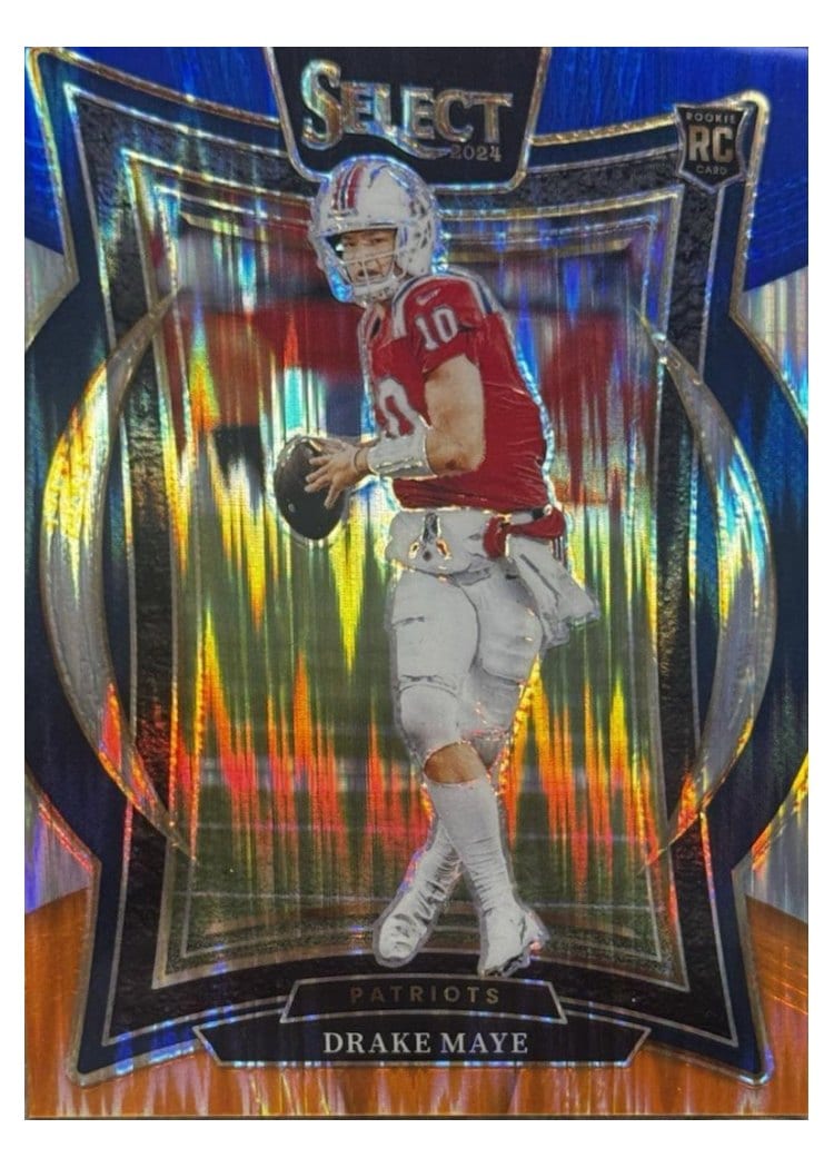 2024 Panini Select Drake Maye Blue Orange Prizm Shock #27 card