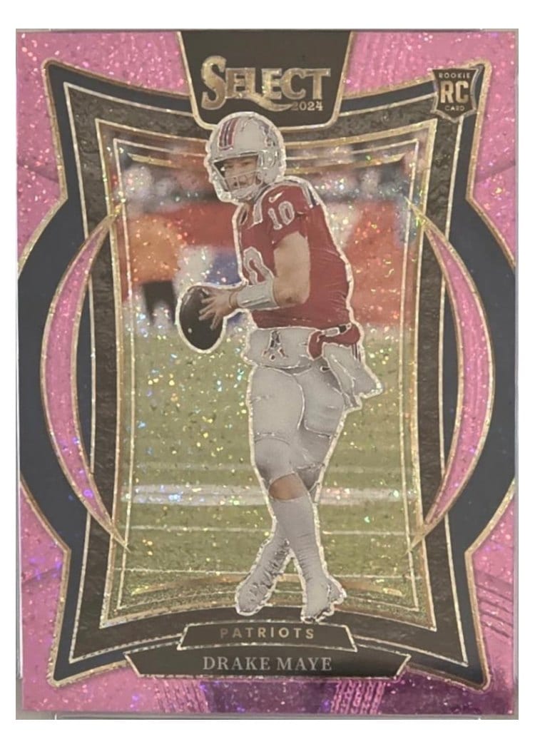 2024 Panini Select Drake Maye Pink Glitter Prizm #27 card