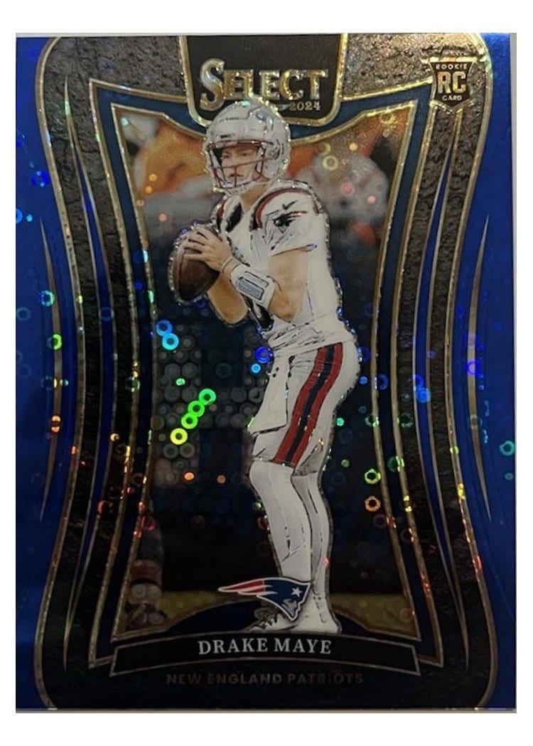 2024 Panini Select Base Set Drake Maye Blue Disco Prizm #379 card