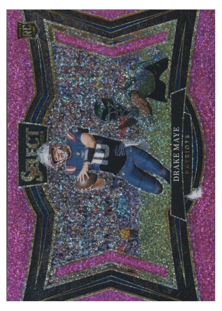 2024 Panini Select Base Set Drake Maye Pink Glitter Prizm #475 card