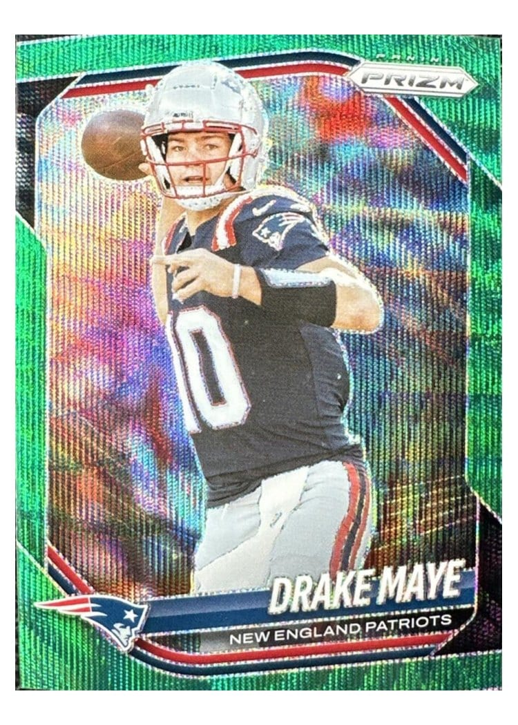 2025 Panini Prizm Drake Maye Green Wave #165 card
