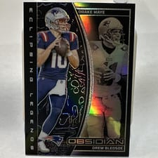 2024 Panini Obsidian Eclipsing Legends Drake Maye/Drew Bledsoe #4 card
