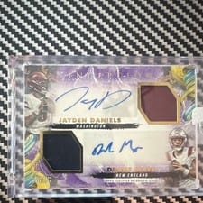 2024 Topps Inception Dual Rookie Relic Autographs Drake Maye / Jayden Daniels #DRRA-DM card