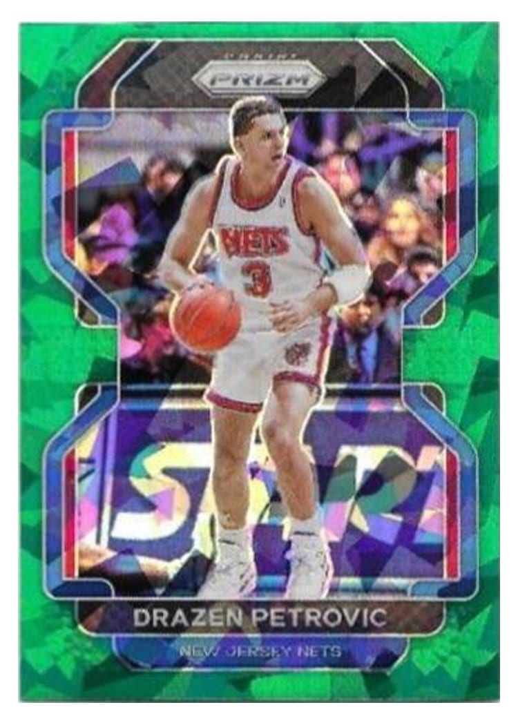 2021-22 Panini Prizm Base Set Drazen Petrovic Green Ice Prizm #292 card