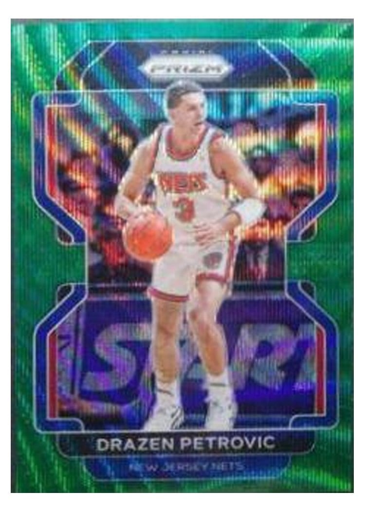 2021-22 Panini Prizm Base Set Drazen Petrovic Green Wave #292 card