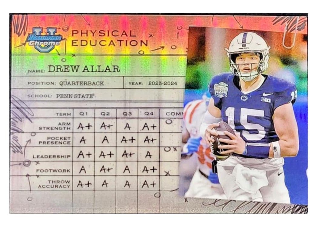 2024 Bowman University Chrome Physical Education Set Drew Allar #PE-19 card