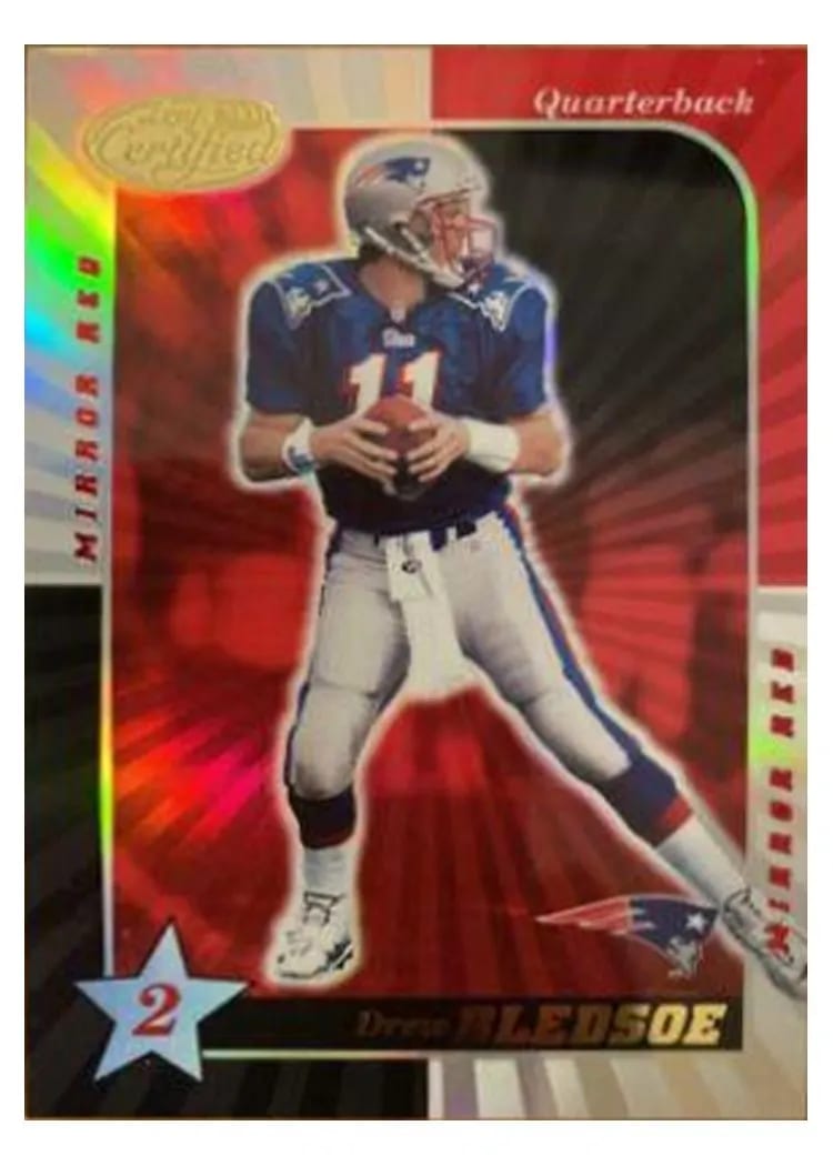 2000 Leaf Certified Drew Bledsoe 2 Star Mirror Red #132 card