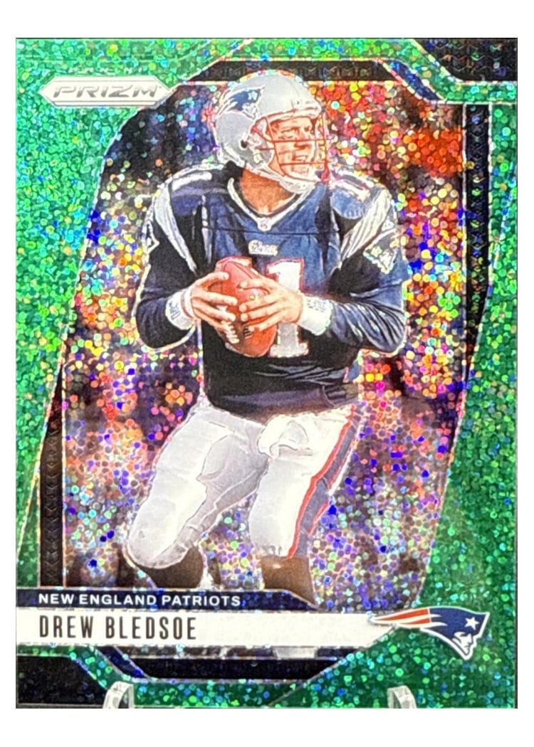 2024 Panini Prizm Base Set Drew Bledsoe Green Sparkle #200 card