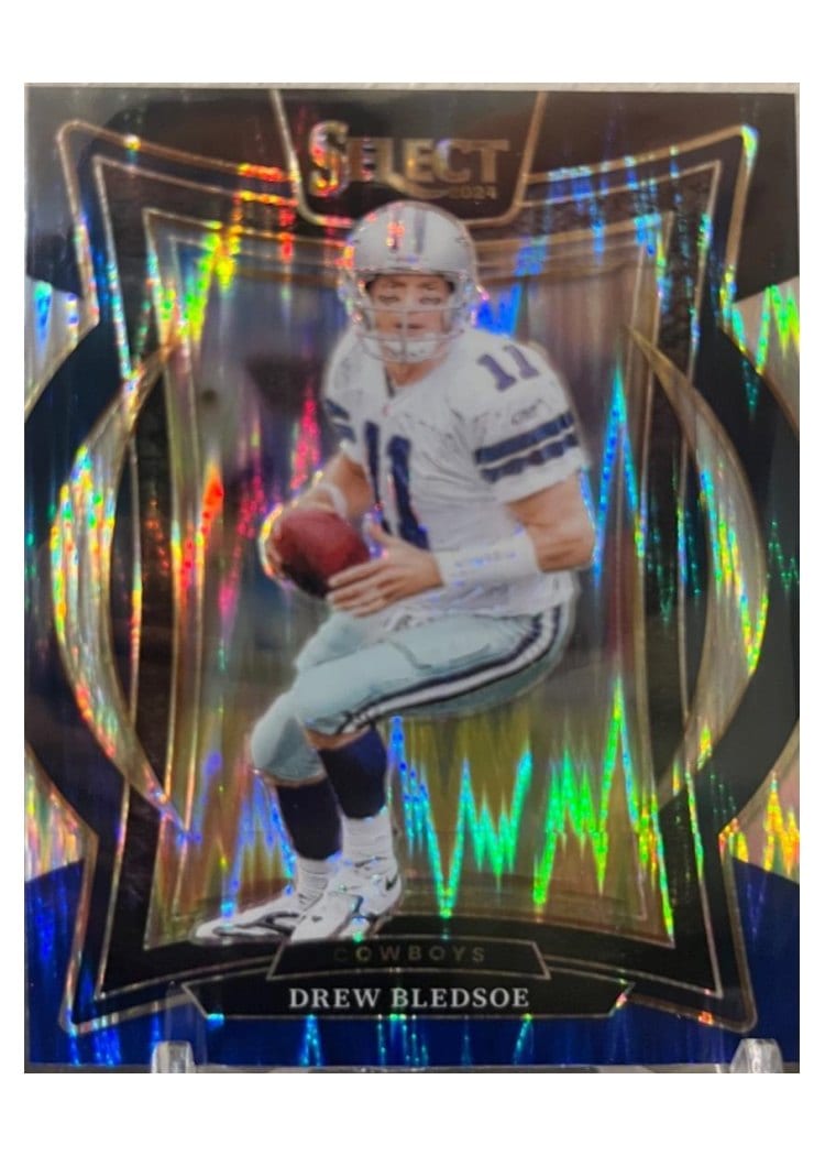 2024 Panini Select Base Set Drew Bledsoe Blue Orange Prizm Shock #53 card