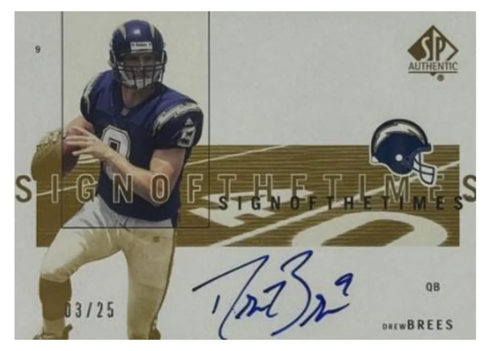 2001 SP Authentic Sign of the Times Drew Brees #DBR card
