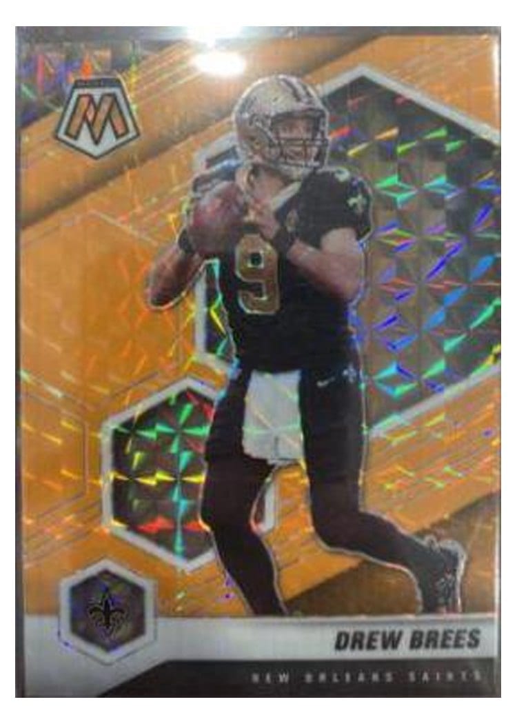 2021 Panini Mosaic Base Set Drew Brees Orange Fluorescent #143 card