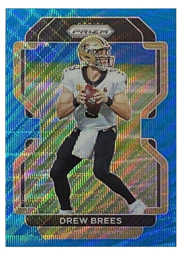 2021 Panini Prizm Base Set Drew Brees Blue Wave Prizm #309 card