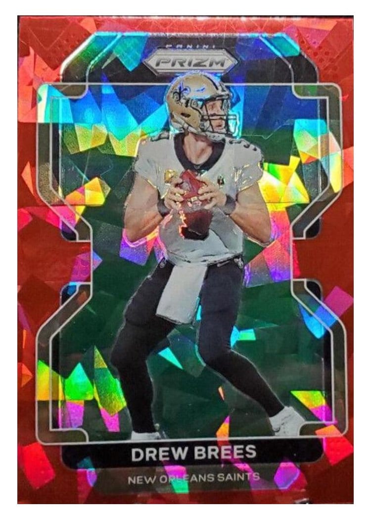 2021 Panini Prizm Base Set Drew Brees Red Ice Prizm #309 card