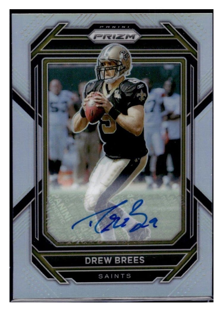 2022 Panini Prizm Base Set Drew Brees Autograph Silver #215 card