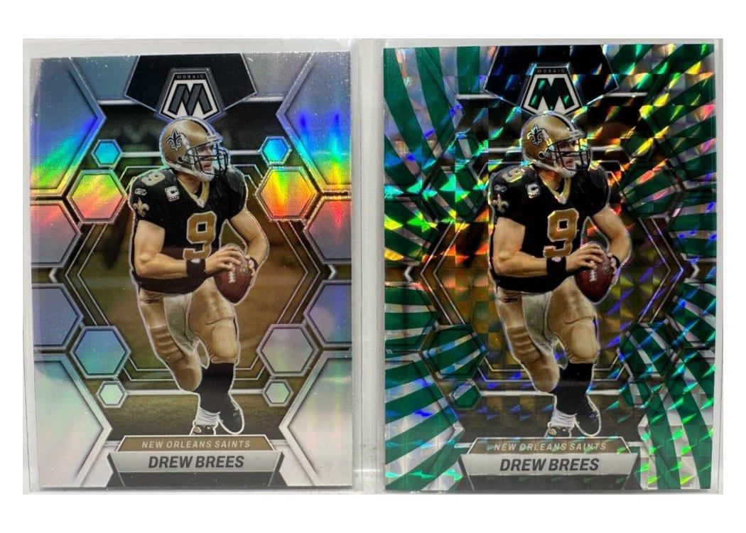 2023 Panini Mosaic Base Set Drew Brees Green Swirl #174 card