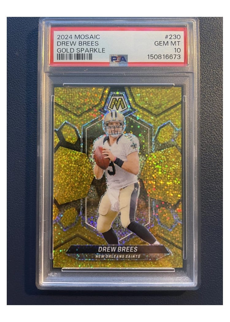 2024 Panini Mosaic Base Set Drew Brees Gold Sparkle #230 card