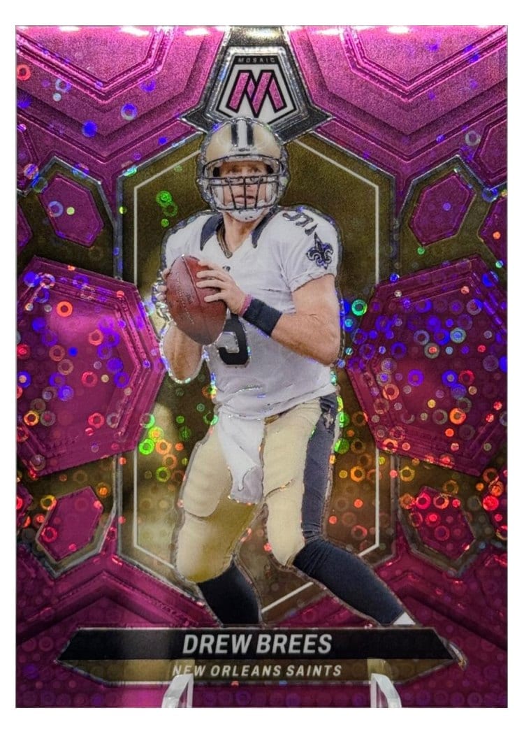 2024 Panini Mosaic Base Set Drew Brees Pink Fluorescent #230 card