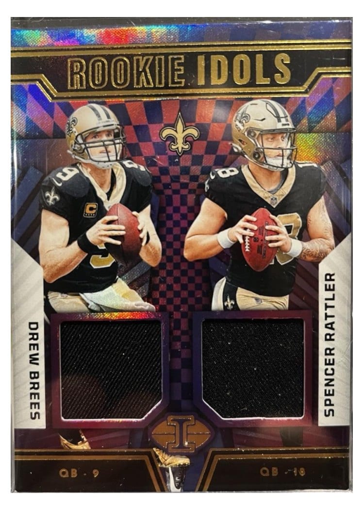 2024 Panini Illusions Rookie Idols Dual Memorabilia Drew Brees/Spencer Rattler #7 card