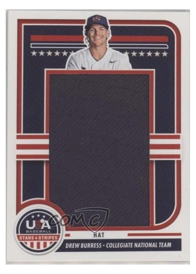 2025 Panini Stars & Stripes Jumbo Material Hat Drew Burress #JMJ-AL card