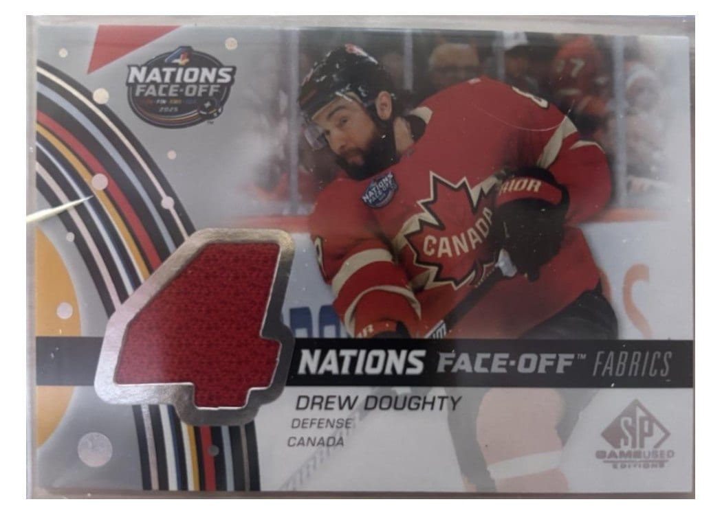 2025-26 SP Game Used 2025 4 Nations Face-Off Fabrics Drew Doughty #4N-DD card