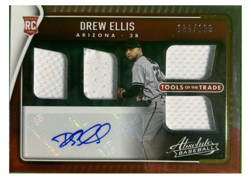 2022 Panini Absolute Tools of the Trade 4 Swatch Signatures Drew Ellis #TT4S-DE card