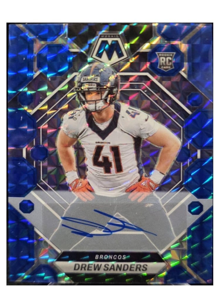 2023 Panini Mosaic Base Set Drew Sanders Autograph Blue #318 card