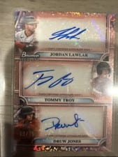2024 Bowman Sterling Triple Refractor Autographs Druw Jones / Jordan Lawlar / Tommy Troy #TRA-LTJ card