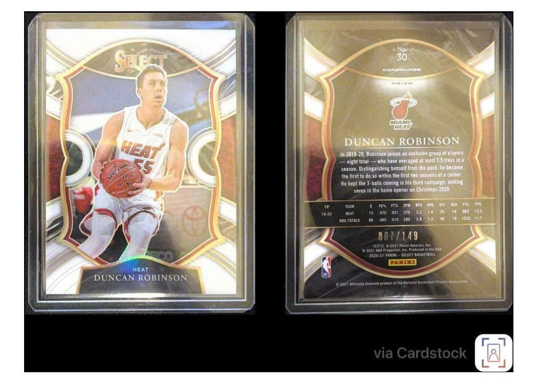 2020-21 Panini Select Base Set Duncan Robinson #30 card