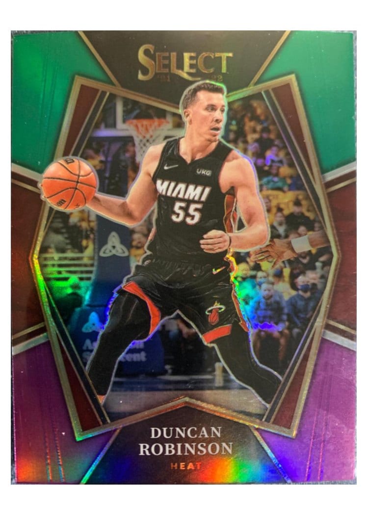2021-22 Panini Select Base Set Duncan Robinson Green White Purple Prizm #188 card