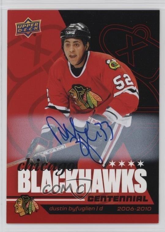 2025-26 Upper Deck Chicago Blackhawks Centennial Red Hot Autos Dustin Byfuglien #85 card