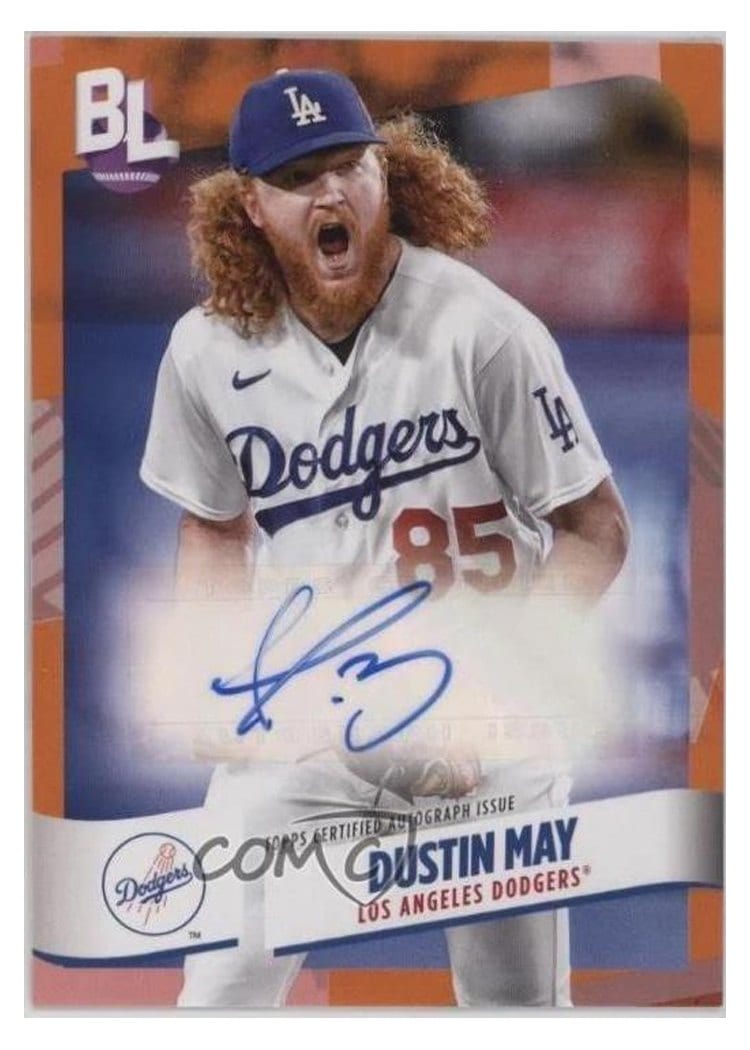 2024 Topps Big League Electric Orange Autographs Common Dustin May #BEO-DM card