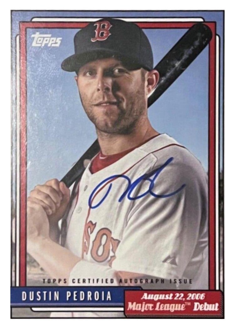 2022 Topps Archives 1992 Topps Debut Autographs Dustin Pedroia #72DB-DP card