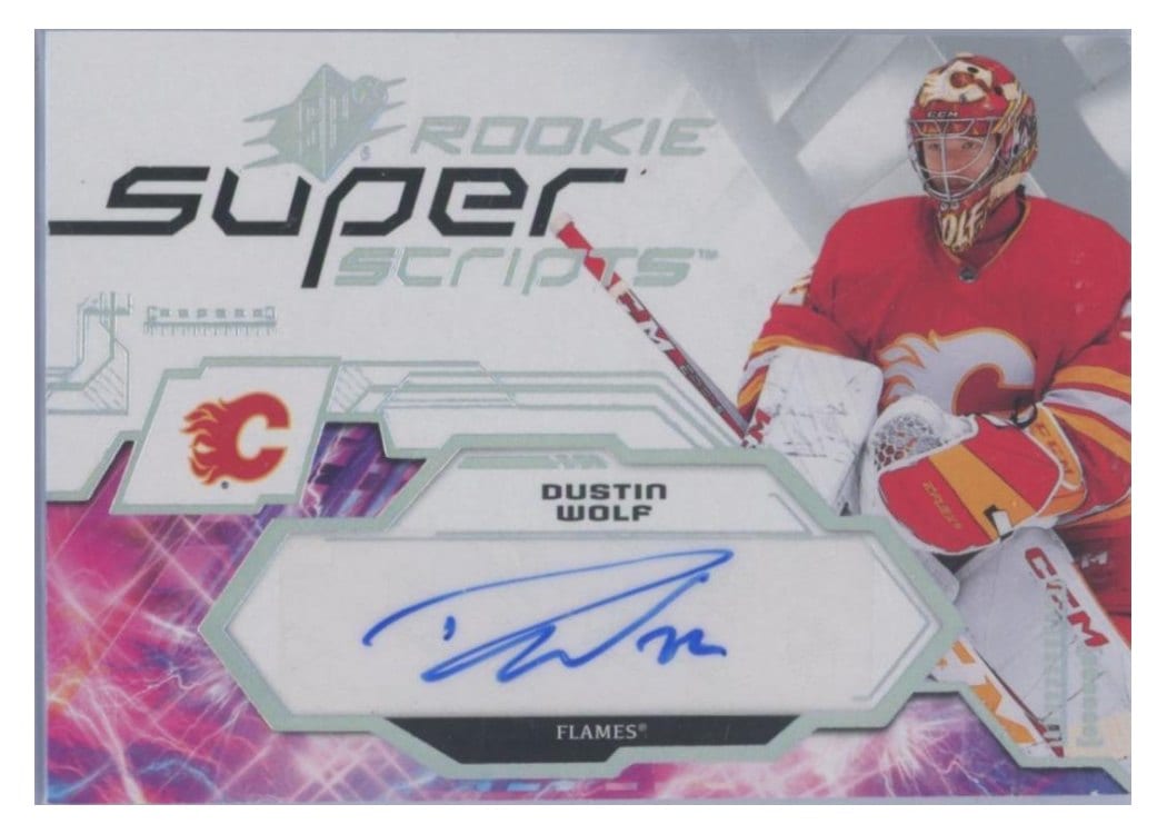 2023-24 SPx Rookie Superscripts Dustin Wolf #SSR-DW card