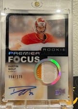 2023-24 Upper Deck Premier Premier Focus Autograph Patch Rookies Dustin Wolf #PFR-DW card