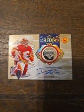 2023-24 Upper Deck Ultimate Collection Ultimate Emblems Autograph - Rookies Dustin Wolf #UE-DW card