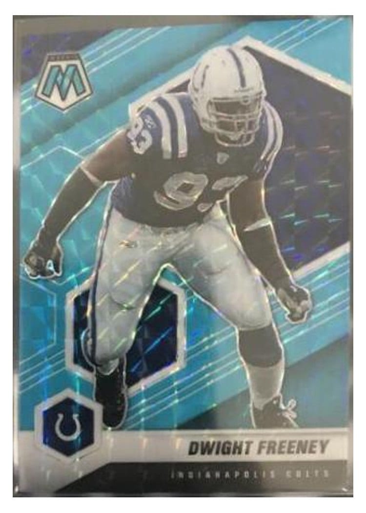 2021 Panini Mosaic Base Set Dwight Freeney Blue Fluorescent #92 card