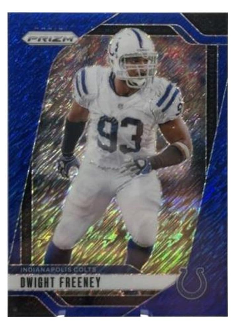 2024 Panini Prizm Base Set Dwight Freeney Blue Shimmer #127 card