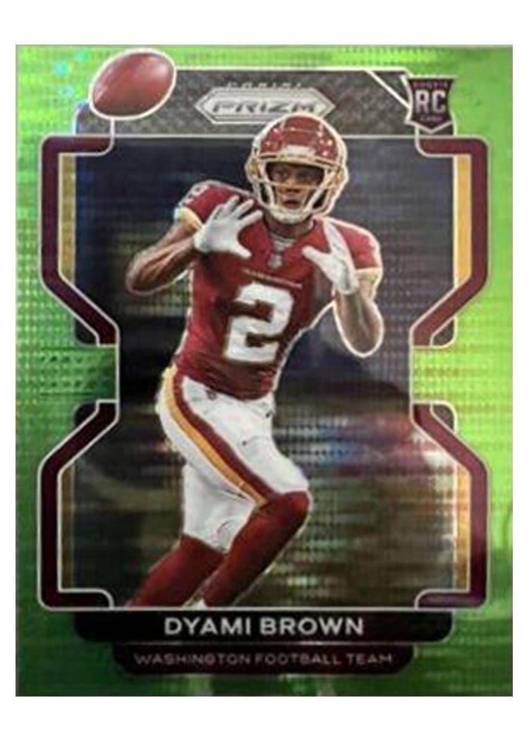 2021 Panini Prizm Base Set Dyami Brown Neon Green Pulsar Prizm #353 card