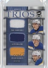 2024-25 Upper Deck The Cup Cup Trios Jersey Dylan Cozens/Tage Thompson/JJ Peterka #C3-TPC card