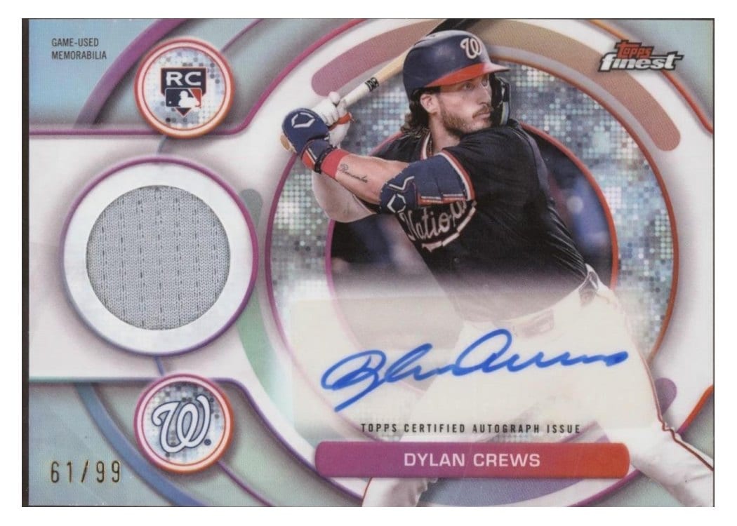2025 Finest Rookie Autograph Relics Dylan Crews #RAJR-DC card