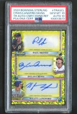 2024 Bowman Sterling Triple Refractor Autographs Dylan Crews / Wyatt Langford / Paul Skenes #TRA-SCL card