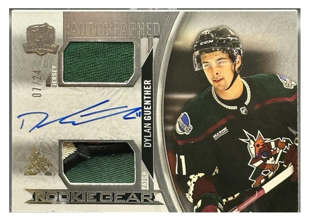 2022-23 Upper Deck The Cup Autographed Rookie Gear Dylan Guenther #RG-DG card