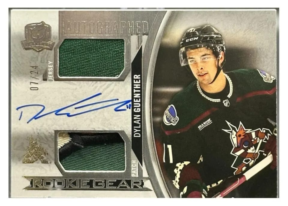 2022-23 Upper Deck The Cup Autographed Rookie Gear Dylan Guenther #RG-DG card