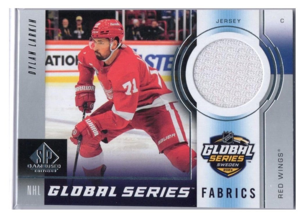 2024-25 SP Game Used 2023 Global Series Sweden Fabrics Dylan Larkin #GSF-DL card
