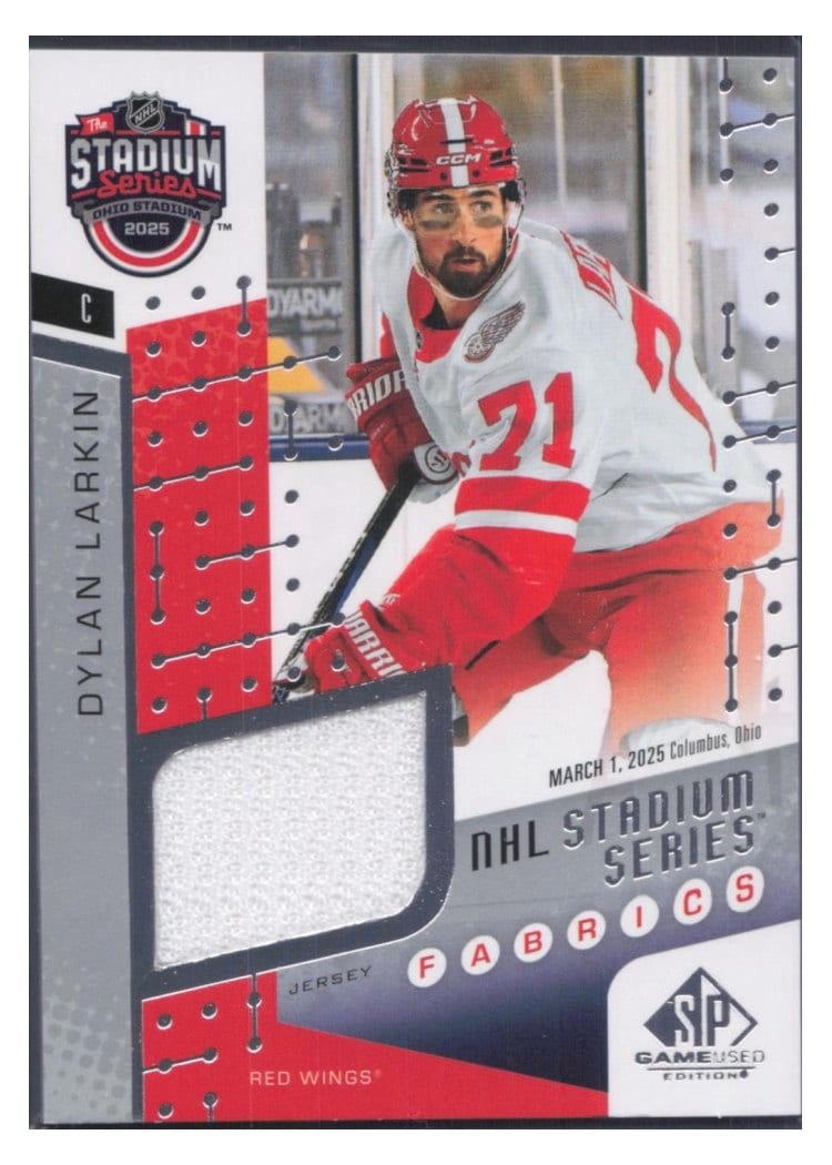 2025-26 SP Game Used 2025 Stadium Series Blue Jackets vs. Red Wings Fabrics Dylan Larkin #SSF-8 card